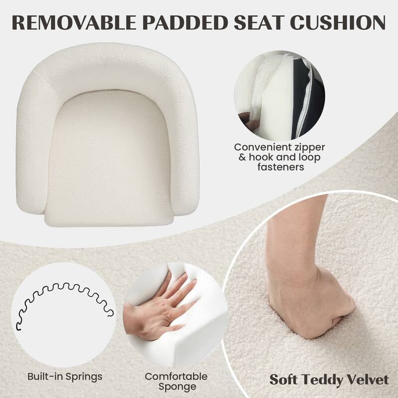 Gymax Modern Barrel Chair with Footrest Soft Teddy Velvet Anti-slip