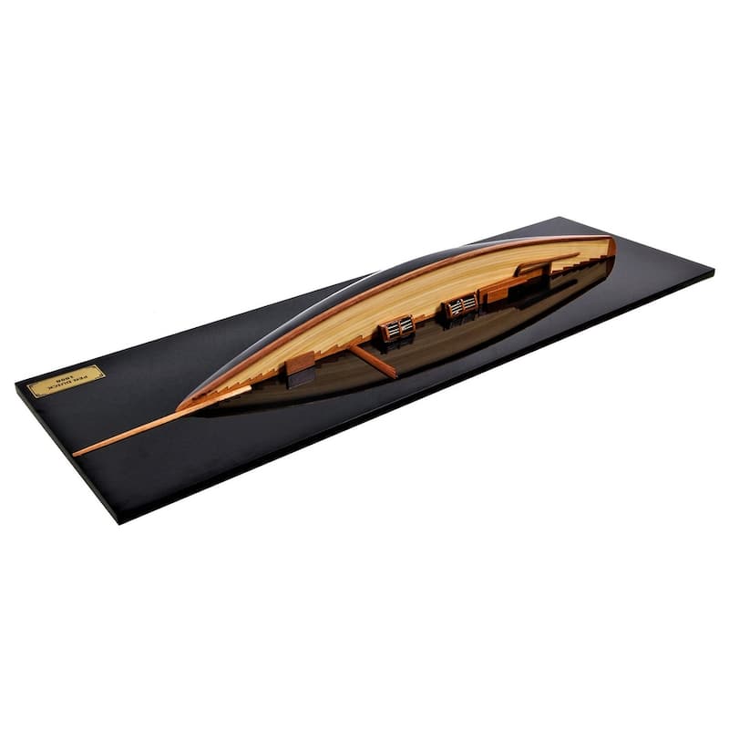 HomeRoots 12" Black and Green c1898 Pen Duick Half-Hull Hand Painted Decorative Boat - 35.5' X '12' X '0.5