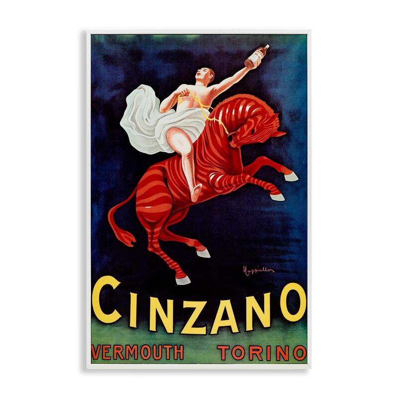 Stupell Cinzano Wine Advertisement Framed Giclee Art Design By Marcus Jules - 16 x 24 - White
