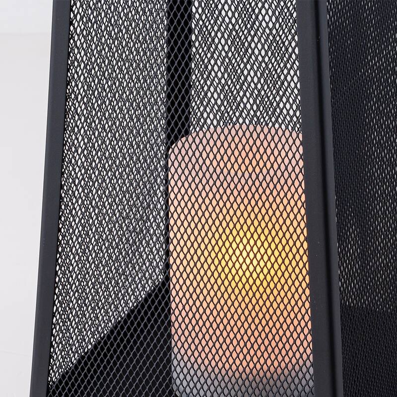 H10" Solar Outdoor Lantern with Flickering Candle Light Modern Metal Mesh with Solar Powered Lantern for Garden Deck Pathway