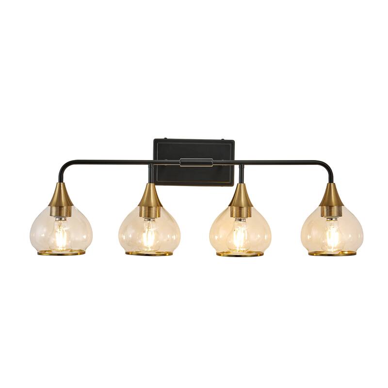 31" Modern 4-Light Vanity Wall Sconce, Bathroom Light Fixture with Clear Glass Shades