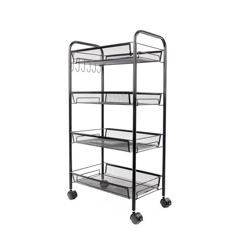 4-Tier Steel Storage Shelving Cart with Wheels