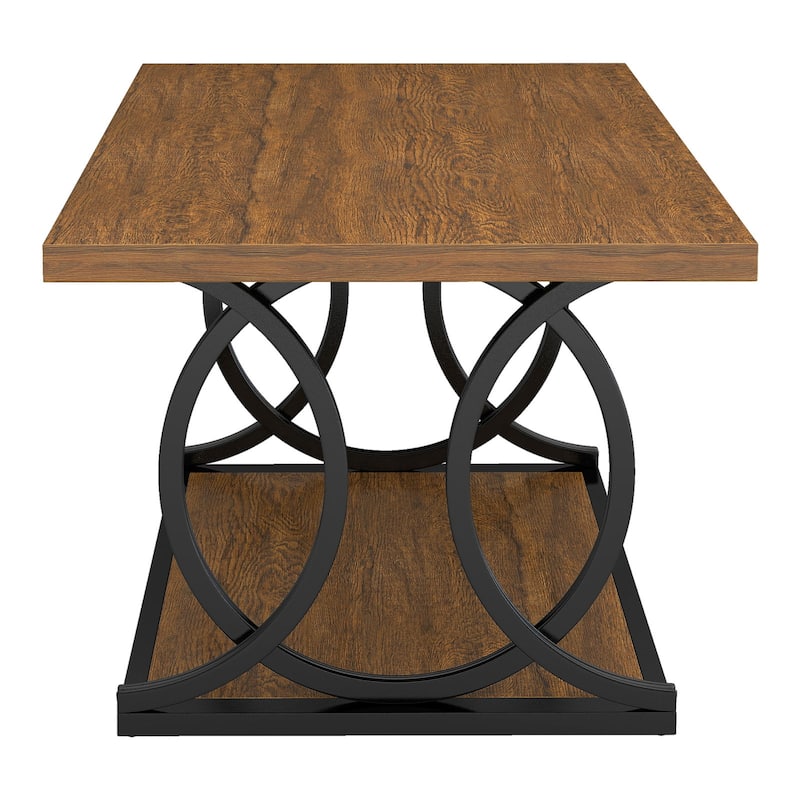 41.7-inch 2-Tier Rectangle Wood Coffee Table for Living Room - 41.7"L x 21.7"W x 17.7"H