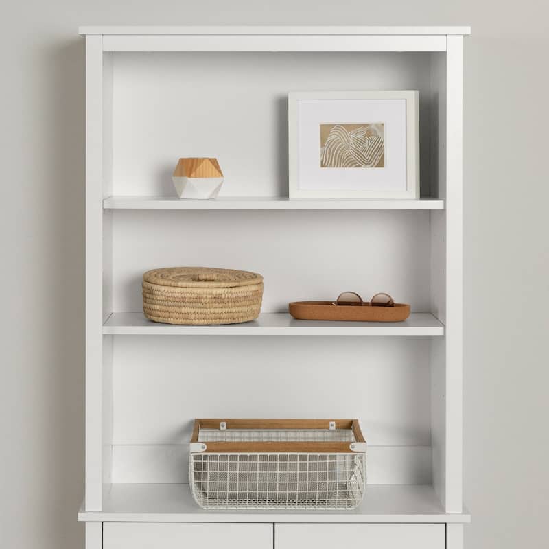 3-Shelf Bookcase with Doors - Storage Organizer - Modern Design - Living Room, Bedroom, Office - 12.75