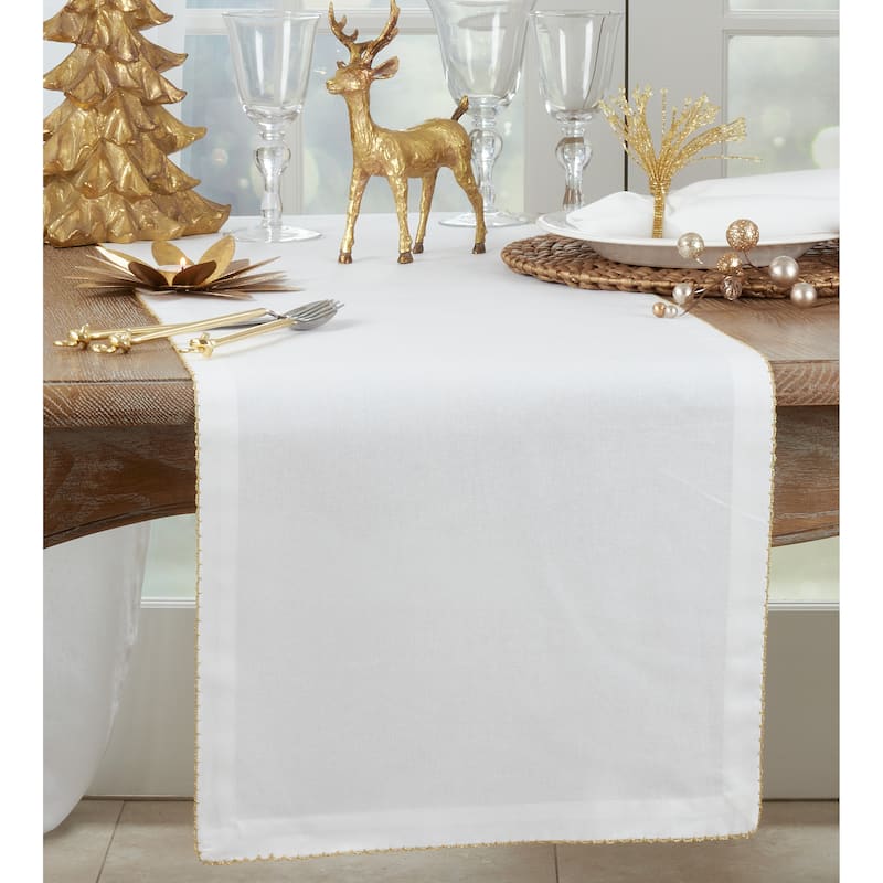 Long Table Runner With Whip Stitched Design - Gold - 16"x120"