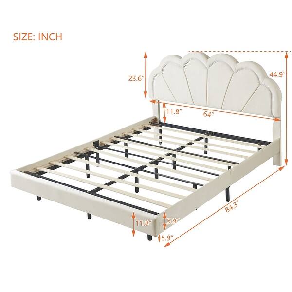 dimension image slide 1 of 2, Queen Platform Bed with Smart LED Lights for Ambiance