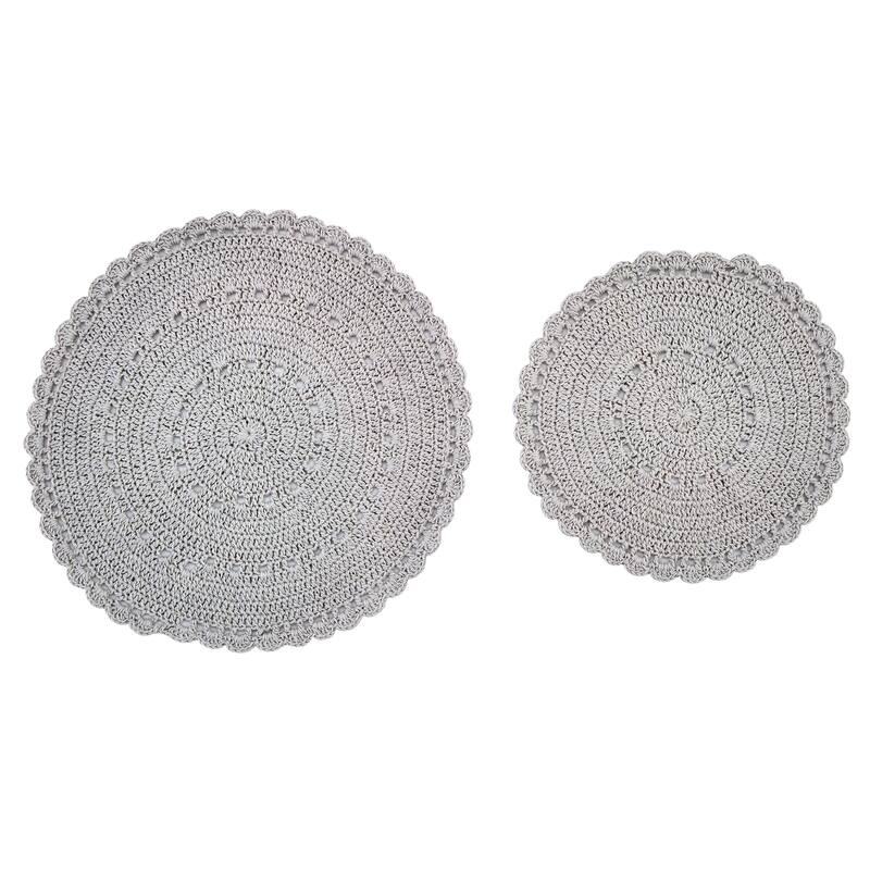 Park Designs Lace Accent Blue Mats Set - 8" DIA AND 10.5" DIA