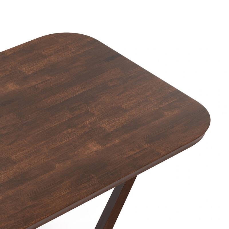 Niva 7pc Dining Table Set, 6 Fabric Side Chairs, Brown Full Solid Wood