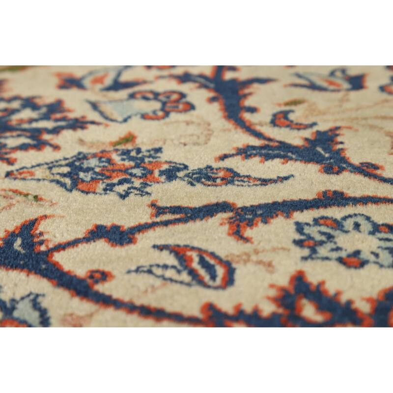 Hand Knotted Oriental 100% Wool Carpet Traditional Floral Beige & Ivories Isfahan Area Rug - 12' 0'' X 8' 7''