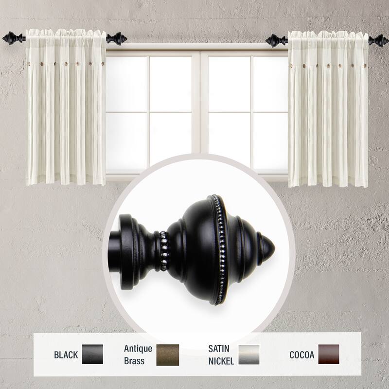 InStyleDesign Manor 5/8 inch dia. Side Curtain Rod 12-20 inch long (Set of 2) - Black