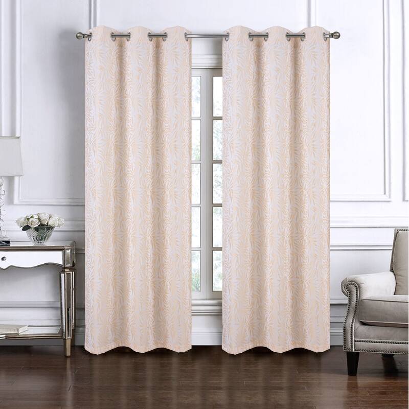 Liana Leaves Woven Jacquard Window Curtain Set