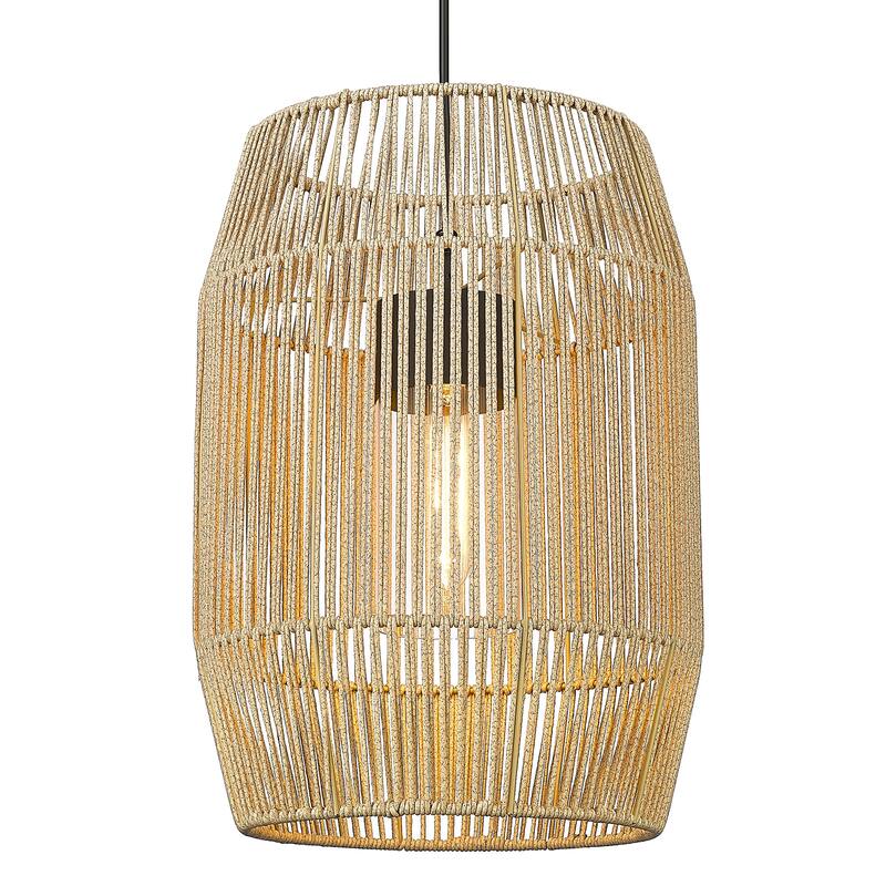 Golden Lighting 6073-O-SS Seabrooke 15" Wide Outdoor Pendant - Natural Black (UV)