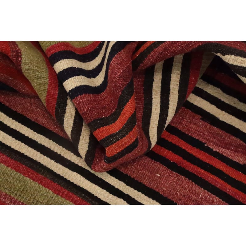 Hand Woven Oriental 100% Wool Carpet Southwestern Geometric Multi-Colored Kilim Area Rug - 10' 8'' X 5' 0''