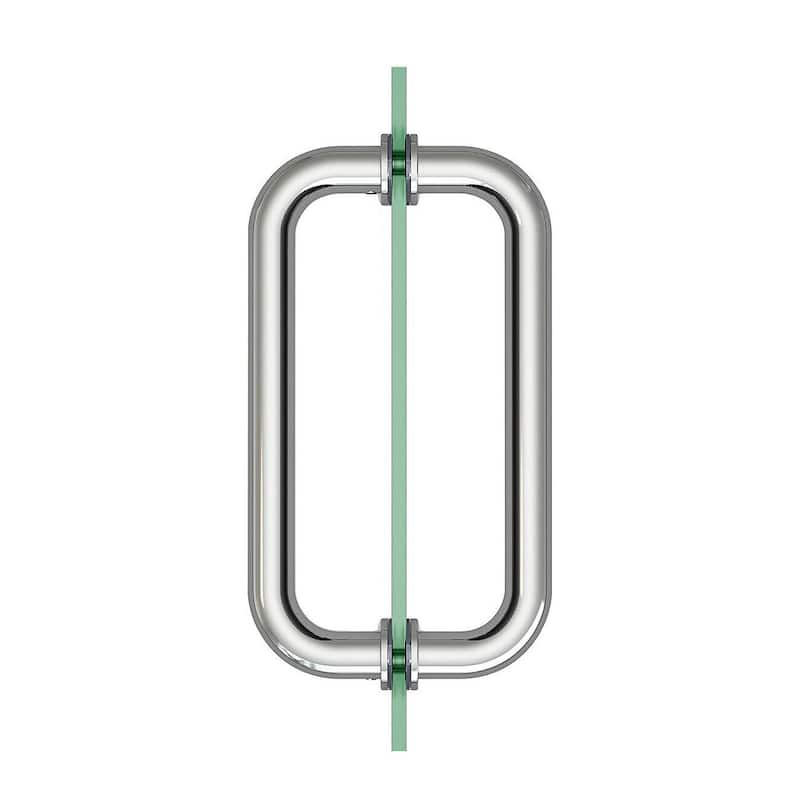 CEL 8"x8" Tubular Stainless Steel Back to Back Shower Door Pull Handle - Polished Chrome