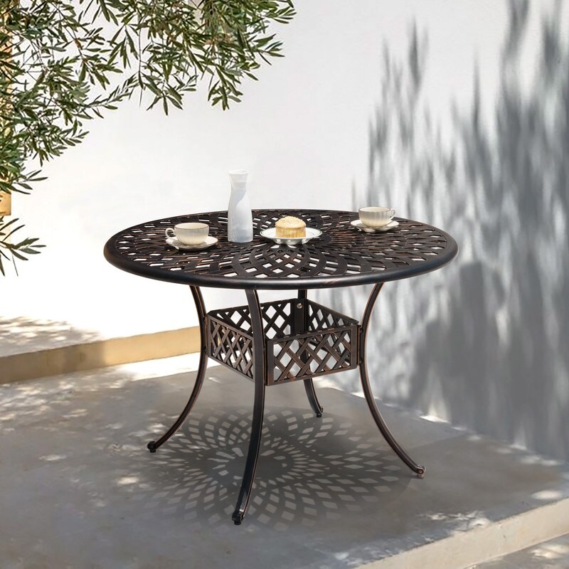 Cast aluminum patio table round deals