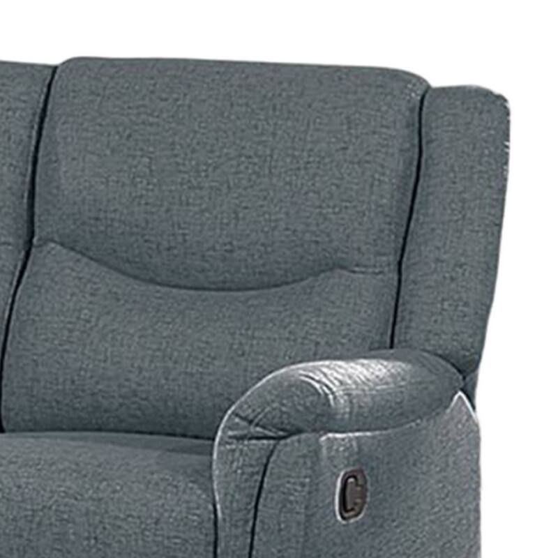 Ammy Manual Recliner Loveseat, 53in Solid Wood, Dark Gray Faux Burlap