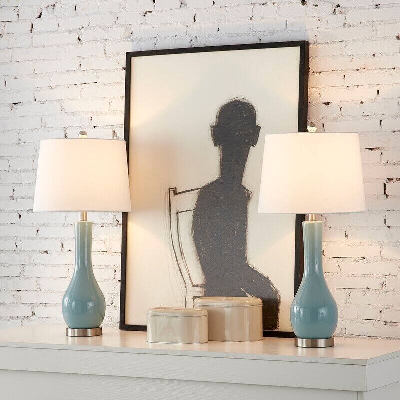 28.5" Ceramic Table Lamp Set with USB (Set of 2)