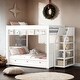 preview thumbnail 13 of 22, Full Size Convertible Bunk Bed with Staircase, Table and Drawers White