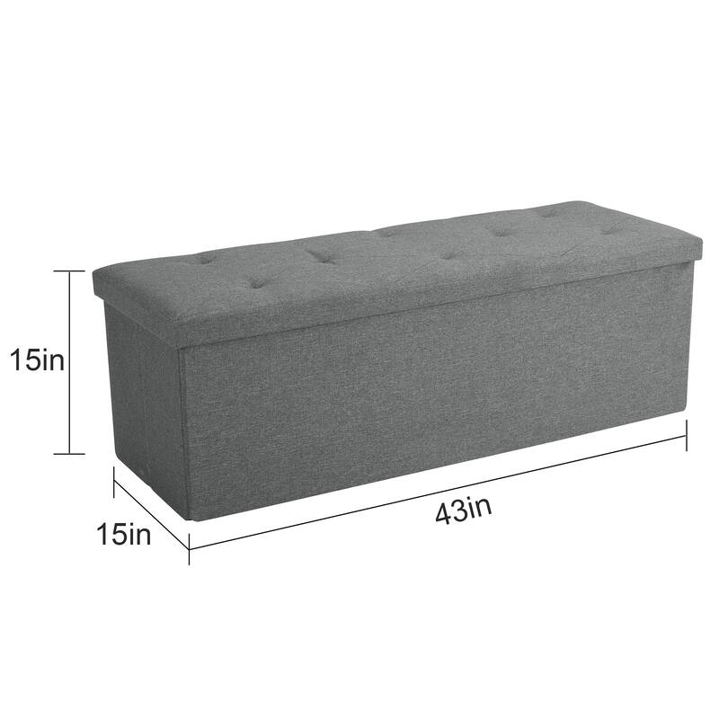 VECELO Set of 1 or 2 Foldable Storage Ottoman Bench 43" Fabric Ottoman with Lid Multi-Functional Folding Ottoman for Living Room
