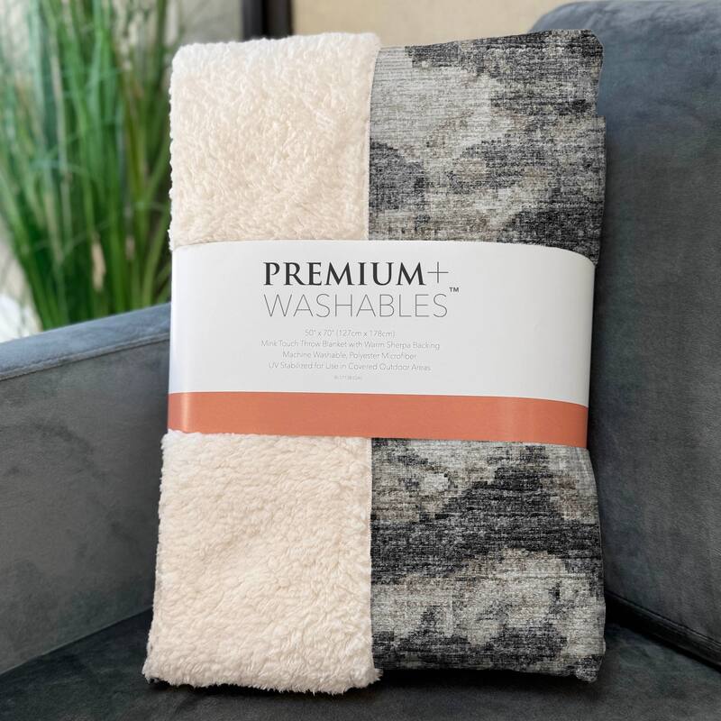 Premium Machine Washable ASB71 Abstract Modern Sherpa Throw Blanket