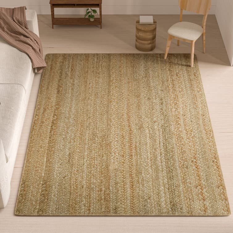 Jute Hand Braided Zigzag Stitch Natural Fibers Farmhouse Style Area Rug - Brown - Rectangle 5' x 7'