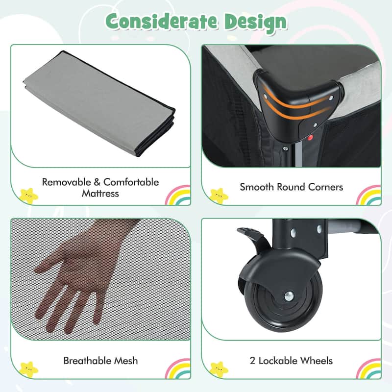 Honeyjoy 5-in-1 Baby Crib with Adjustable Height Soft Mattress - See Details