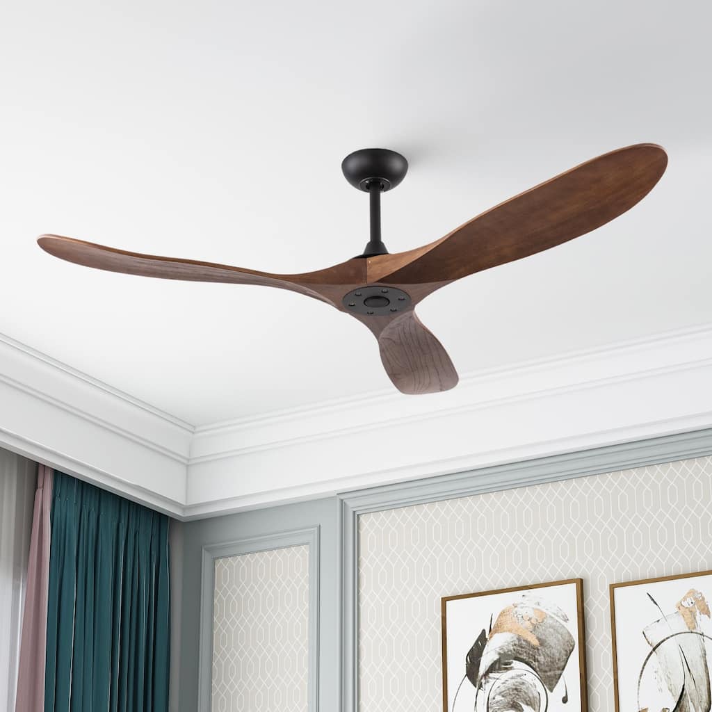 Timechee 60" 3-Blade Wood Ceiling Fan with Remote Control and Timing - 60 Inches