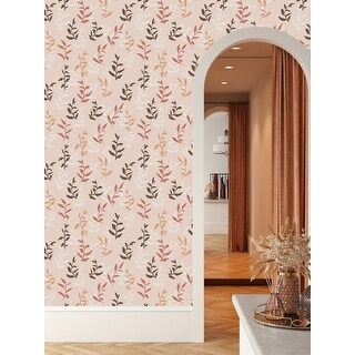 Pink Wallpaper with Leaves Peel and Stick and Prepasted - Bed Bath ...
