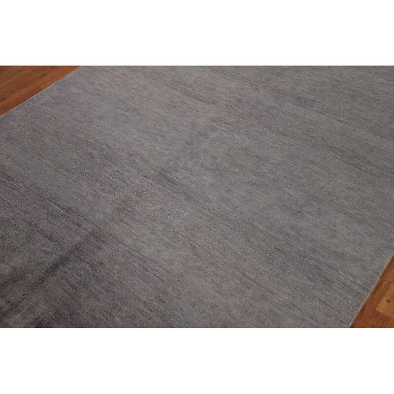 Gray Gabbeh Modern Area Rug Hand-Knotted Wool Carpet - 4'11" x 6'6"