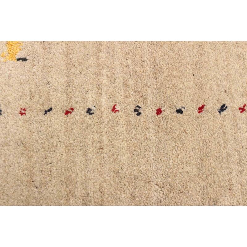 ECARPETGALLERY Hand Loomed Kashkuli Gabbeh Tan Wool Rug - 4'0 x 5'9