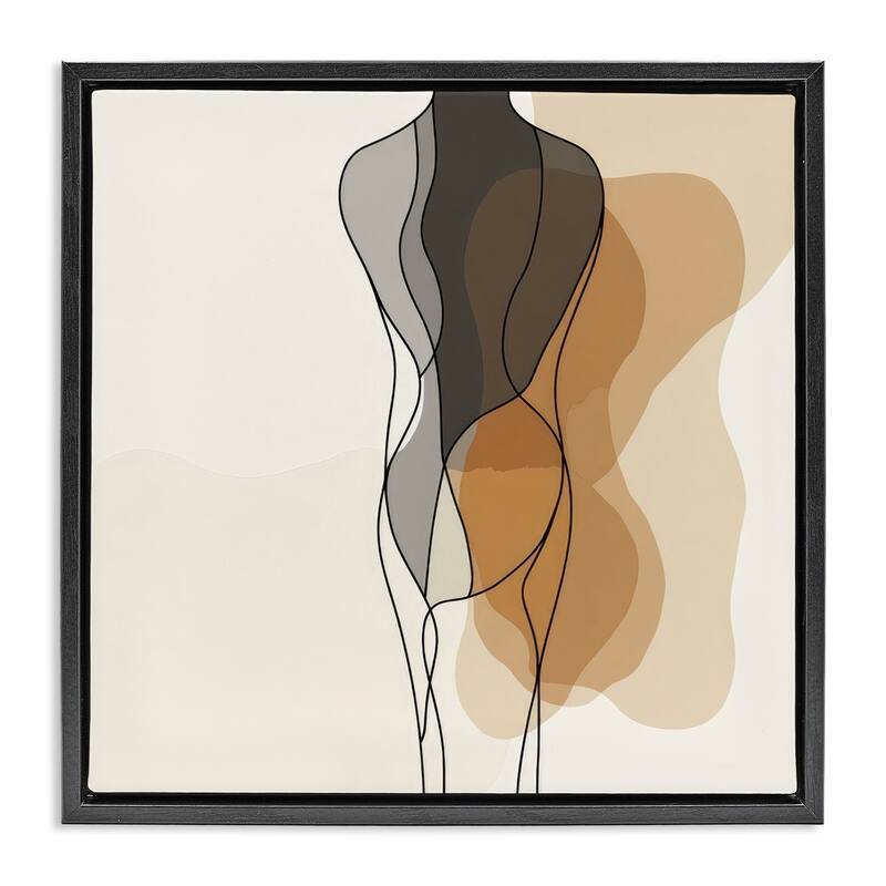 Stupell Earthy Neutrals Pattern Framed Floater Canvas Wall Art Design By LSR Creative Studio - 25 x 25 - Black