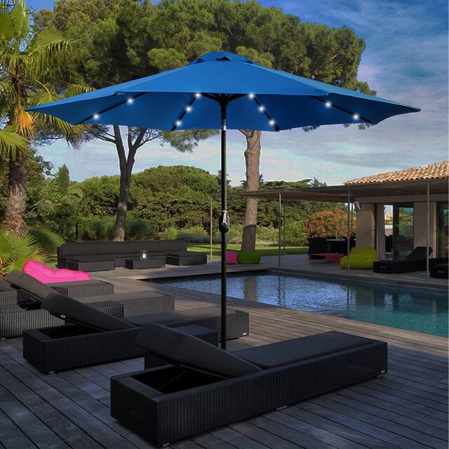 Maypex 9-foot Solar Led Lighted Patio Umbrella - Blue