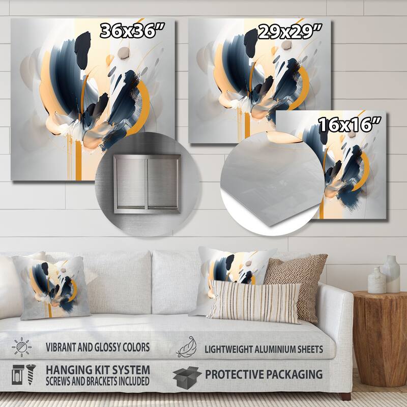 Designart "Abstract Flower Painting" Abstract Metal Wall Art