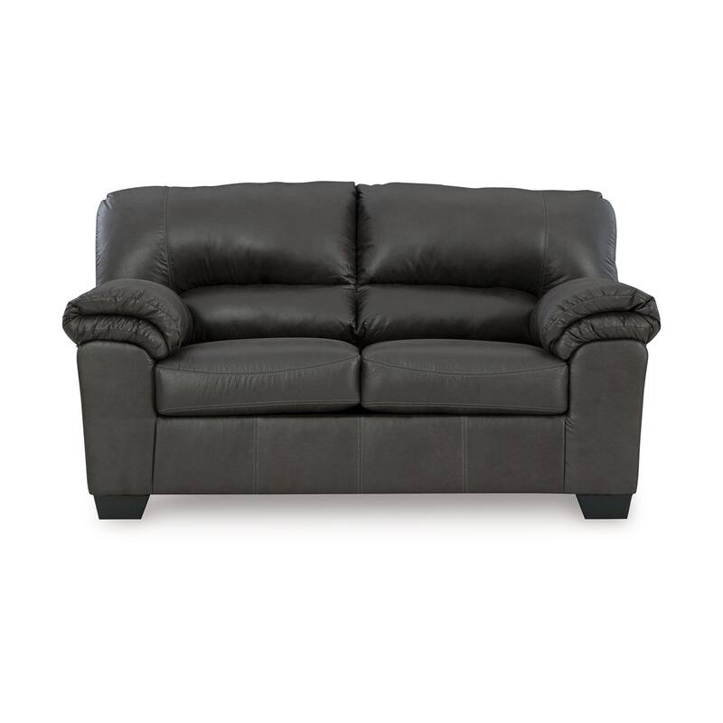 Limu Loveseat, 69 Inch, Soft Pillow Top Arms, Rich Gray Faux Leather