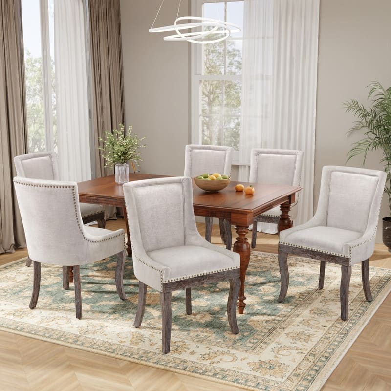 Thickened Side Dining Chair with Solid Wood Legs Set of 6