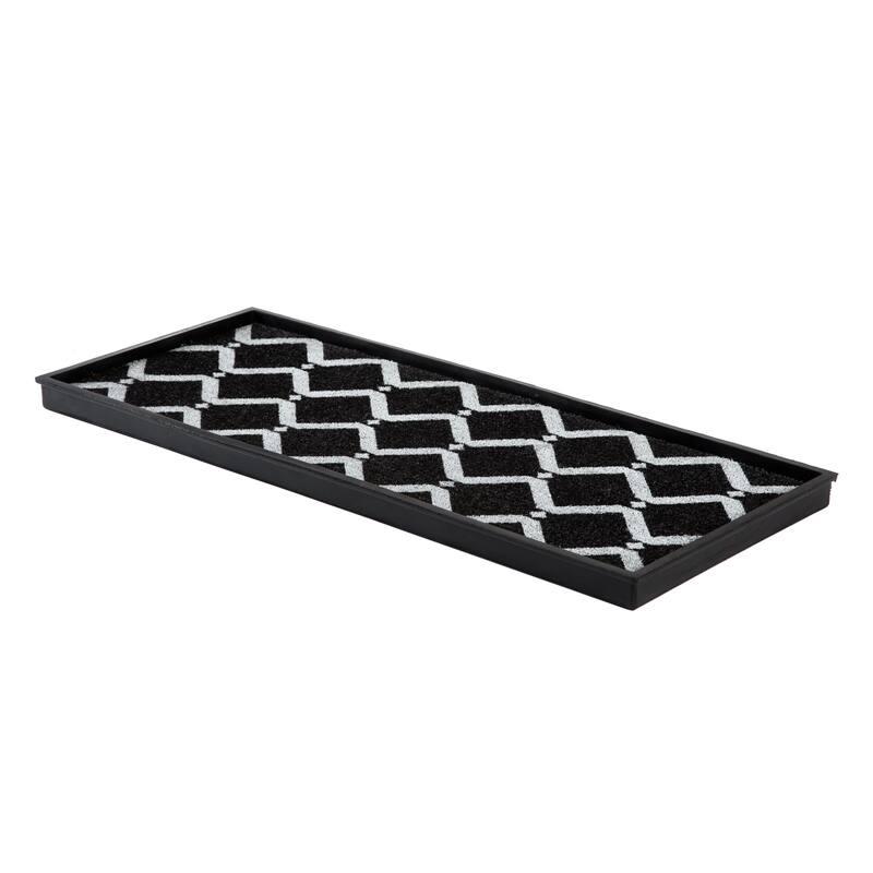 Jani Natural & Recycled Rubber Boot Tray with Black & Ivory Diamond Coir Insert - Medium