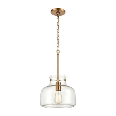 Lola 1-Light Pendant in Satin Brass with Clear Glass