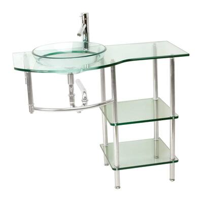 Glass Console Bathroom Sink Stainless Wall MountVanity Renovators Supply