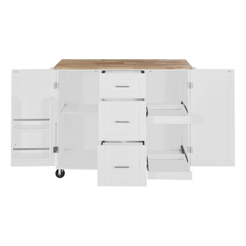 Kitchen Island with 2 Slide-Out Shelf and Internal Storage Rack