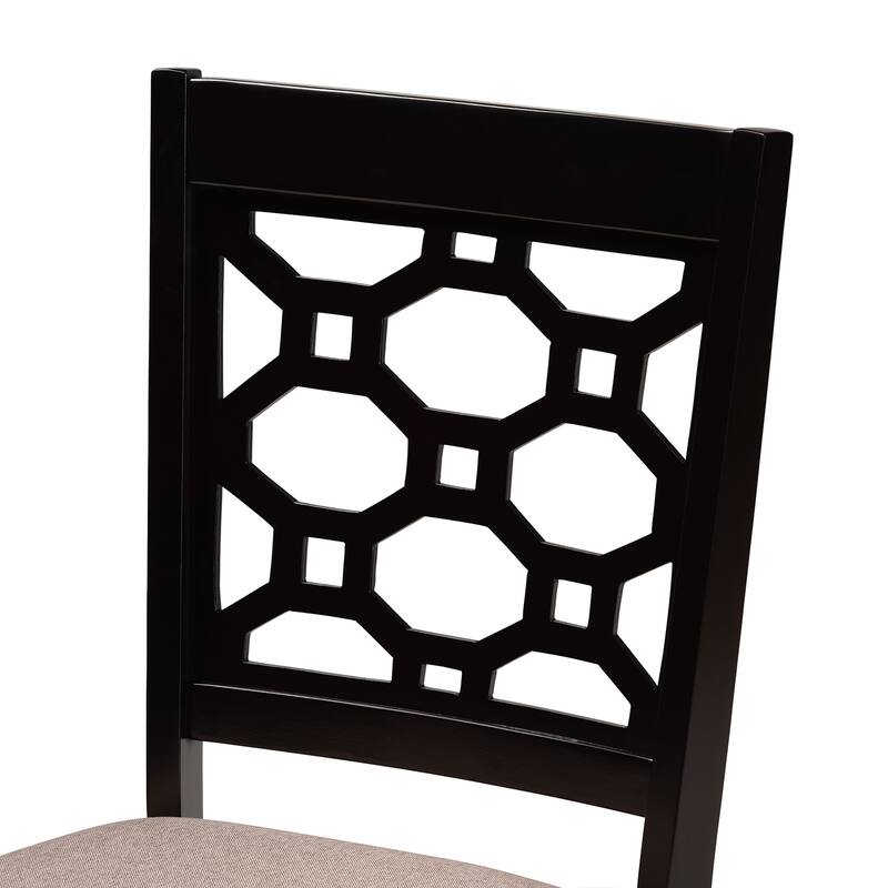 6-Piece Dining Set - Fabric Upholstered Chairs & Bench - Dark Brown Wood Table - Modern Dining Room Furniture