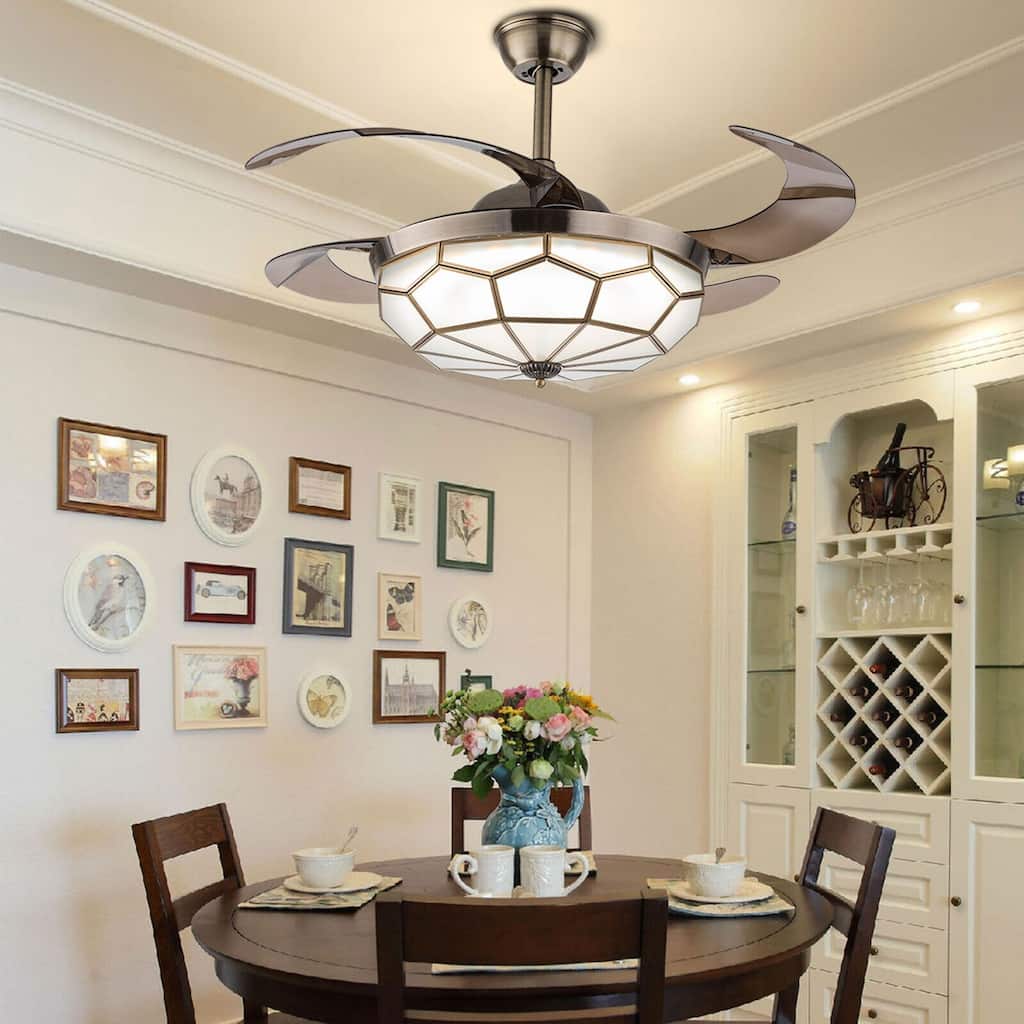 42'' Tiffany Style Classic Ceiling Fan Light with Remote - 42 Inches