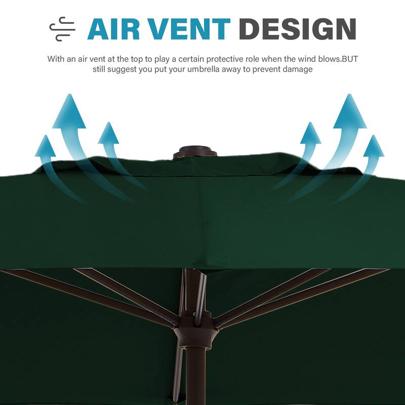 8*10ft Rectangular Patio Market Umbrella with Crank & Tilt，UV-Resistant