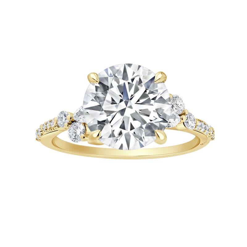 Auriya 14k Gold 5 2/4ctw Round Lab grown Nature's Inspired Diamond Engagement Ring (E-F VS) - Yellow - 8.5