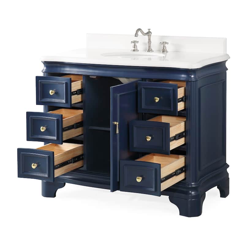 42" Benton Collection Sesto Navy Blue Bathroom Vanity