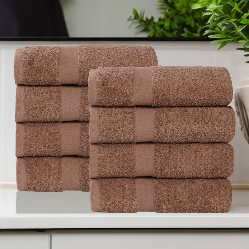 Superior Franklin Cotton Lightweight Hand Towel Set of 8 - Latte