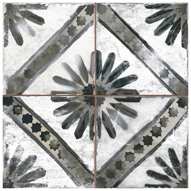 Merola Tile Kings Marrakech Charcoal Grey 17-5/8" x 17-5/8" Ceramic Floor and Wall Tile