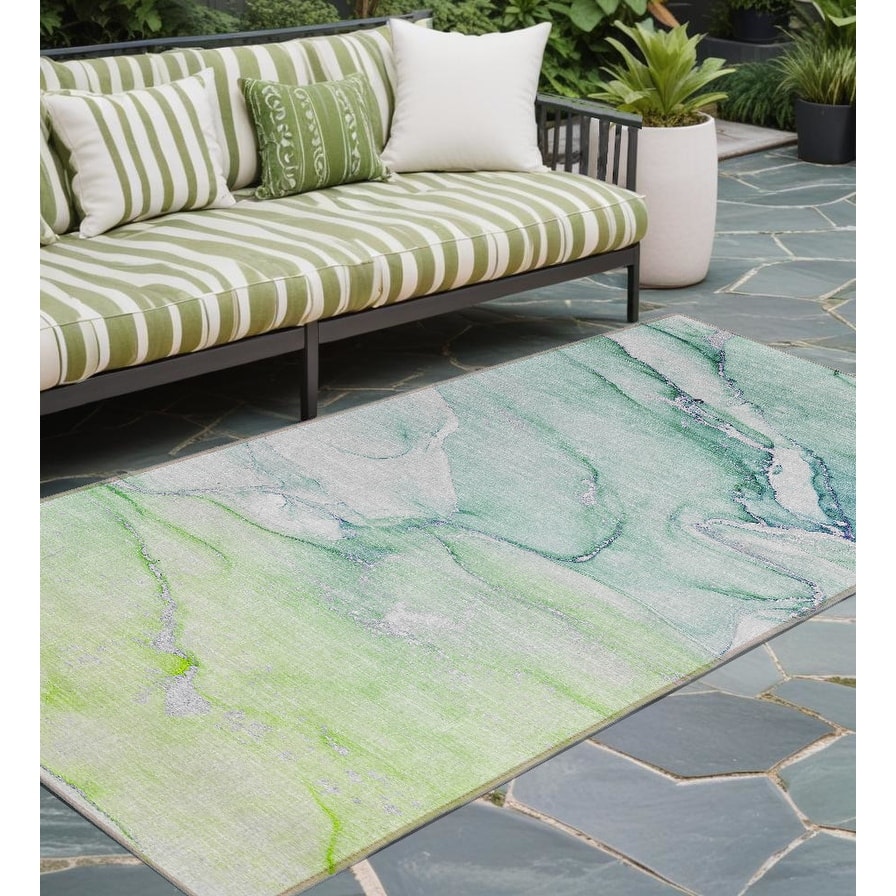 Alnaro Modern Art-Inspired Weather Resistant Versatile Elegance Runner Outdoor Rug - 8' Runner