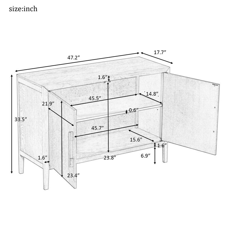 Storage Cabinet Sideboard Wooden Cabinet with 2 Metal handles and 2 Doors for Hallway - Espresso