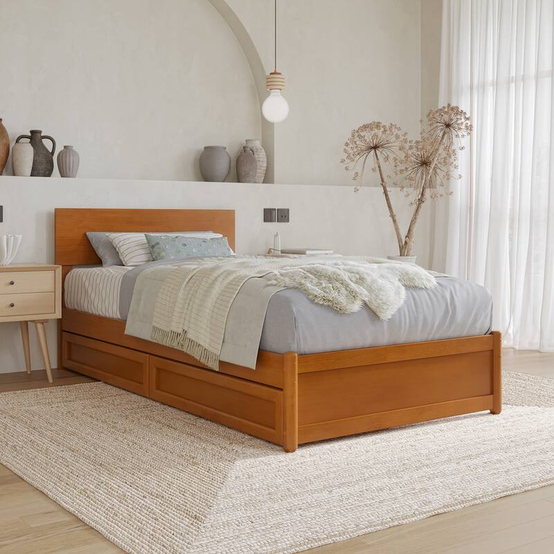 Wesley Platform Bed with Panel Footboard and Storage Drawers
