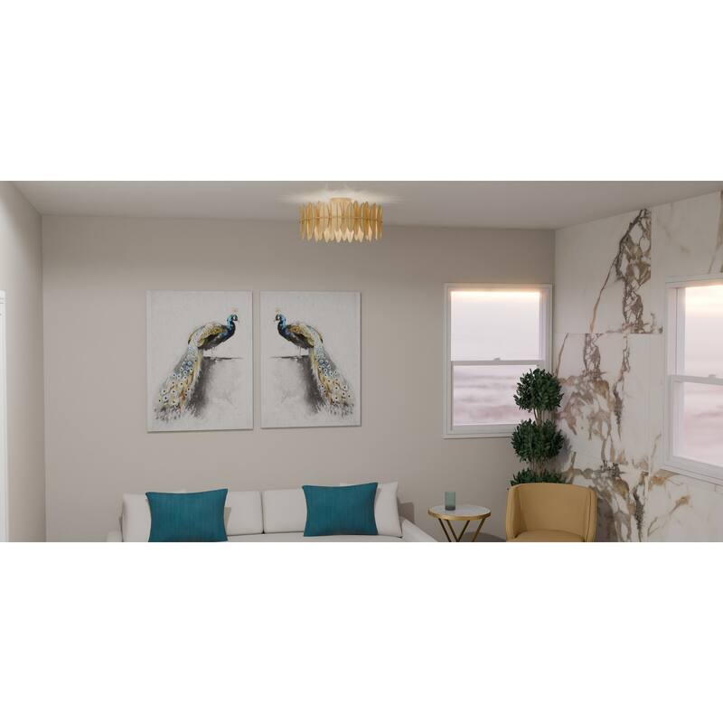 Liza 4-Light Gold Leaf Semi-Flush Mount Light